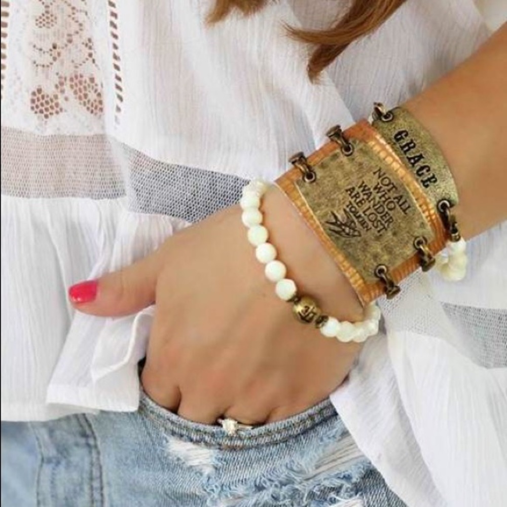 NWT! Lenny & Eva Lg. Sentiments, Lg Leather Cuff